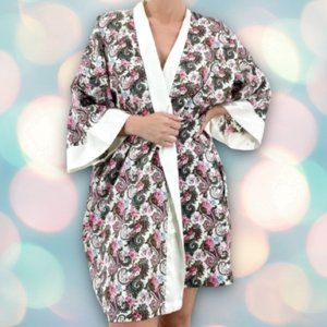 Vintage Victoria’s Secret Gold Label Y2K Pink Paisley Floral Satin Robe